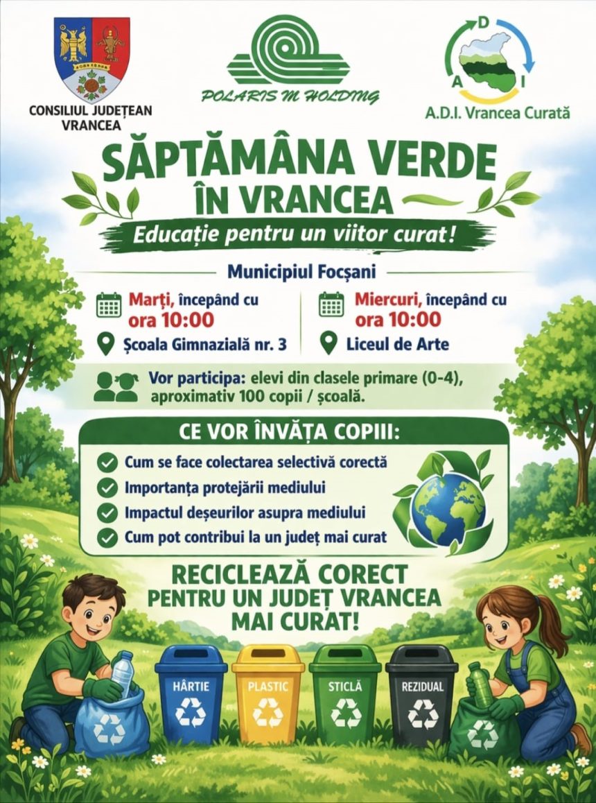 Educatia ecologica incepe cu noile generatii activitati dedicate elevilor din Focsani in cadrul Saptamanii Verzi