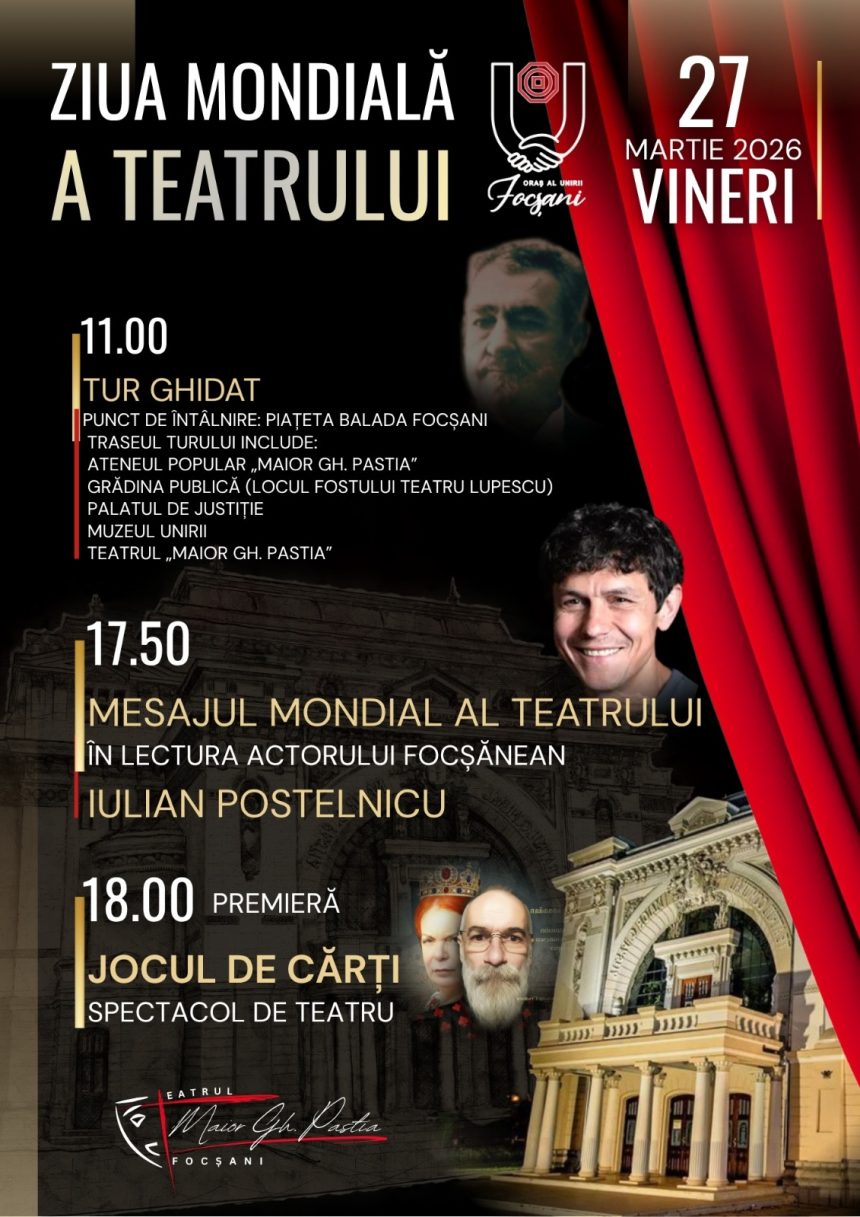 Invitatie adresata focsanenilor cu ocazia Zilei Mondiale a Teatrului