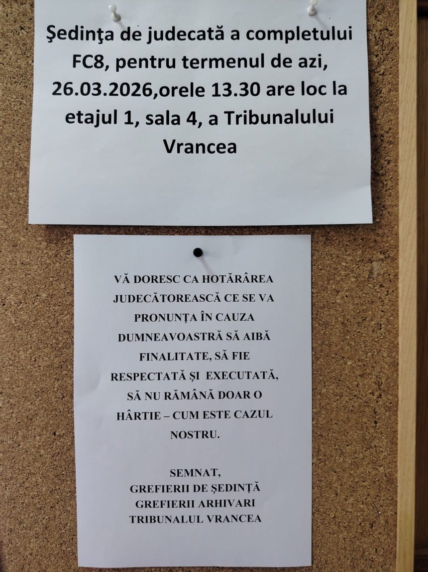 Mesaj din partea grefierilor din Vrancea dupa amnarea punerii in aplicare a unor sentinte