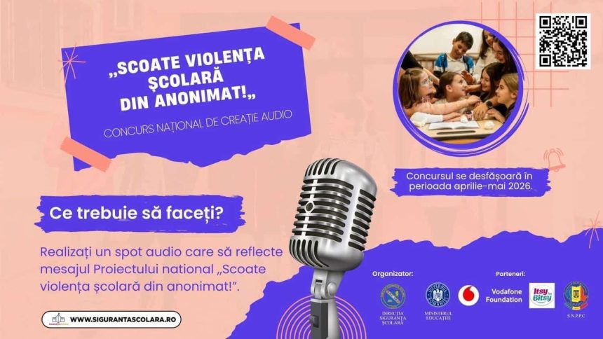 Elevii de gimnaziu din Vrancea pot participa la concursul national de creatie audio Indepartaza violena din anonimat