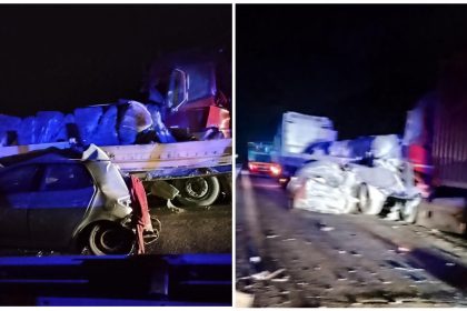 FOTO Accident pe autostrada A7 Doua furgonete si doua masini au fost deteriorate
