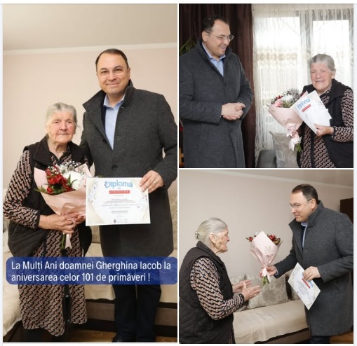 Focsaneanica de 101 ani recompensata de primarul Cristi Misaila