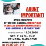 Consultatii optometrice si ochelari gratis la Marasesti