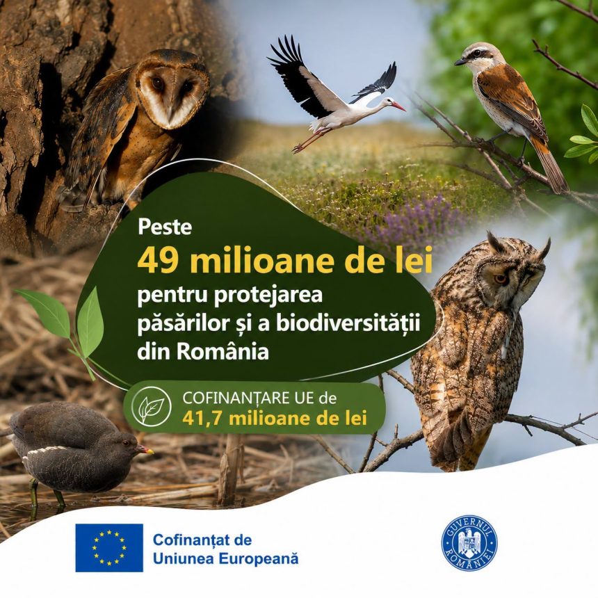 Contract de peste 49 de milioane de lei pentru protejarea pasarilor si a biodiversitatii