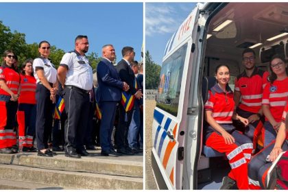 FOTO Patru studenti la Medicina voluntari in SAJ alaturi de ambulantierii vranceni la ceremoniile de la Marasesti