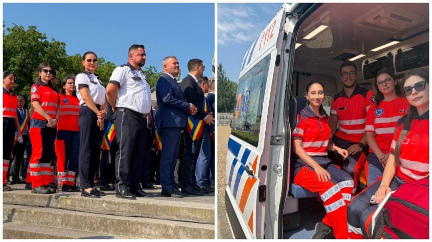 FOTO Patru studenti la Medicina voluntari in SAJ alaturi de ambulantierii vranceni la ceremoniile de la Marasesti