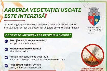 Primaria Focsani Arderea vegetatiei nu implica doar riscul unui amenzi