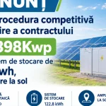 Anunț licitație contract CEF 398Kwp și stocare 122,8 Kwh la sol