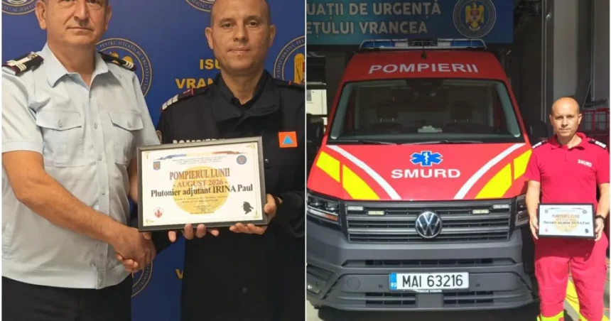 FOTO! Irina Paul, „Pompierul lunii august” la ISU Vrancea, a salvat o viață la Popești