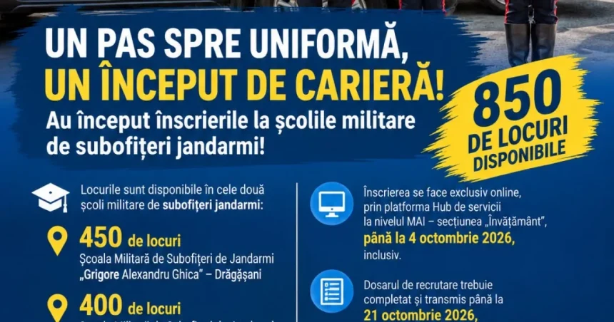 Înscrieri la școlile de subofițeri Jandarmerie. Condiții de recrutare